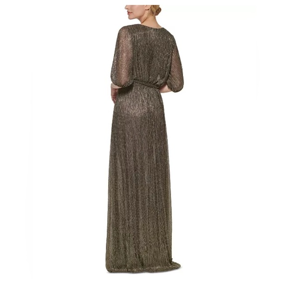 Eliza J Metallic Faux-Wrap Formal Dress - Picture 2 of 15